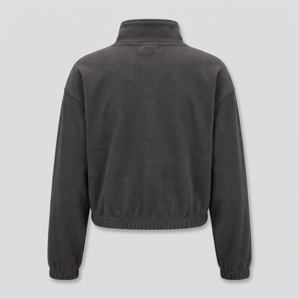 Polaire demi-zip courte, anthracite, vue de dos — FENWICK & THORNE